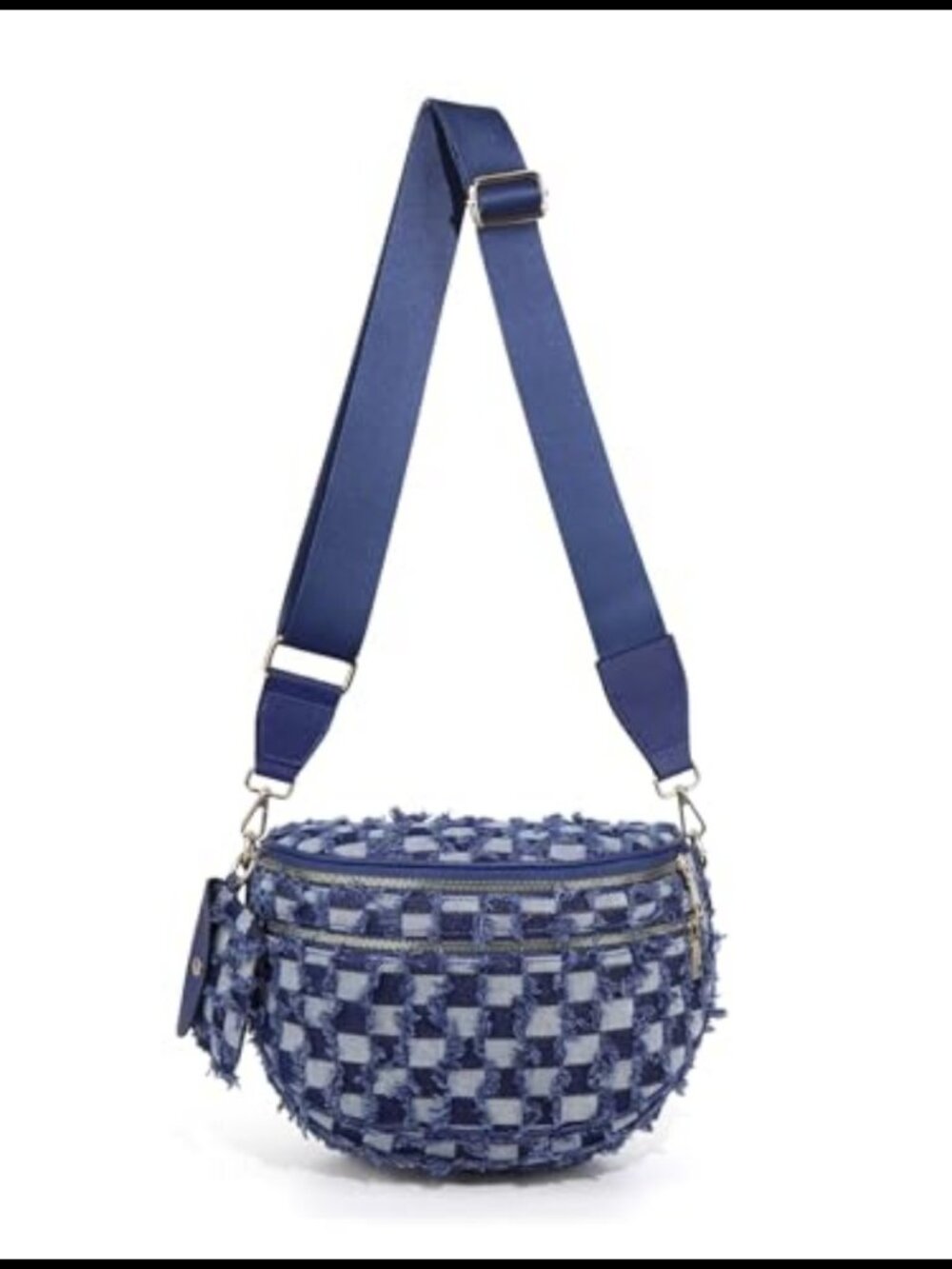 Denim Checkered Crossbody Bum Bag Adjustable Strap Women's Sling